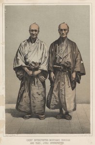 Chefstolk Mryamo Yenoski och Tako-Juro, tolk, 1855
